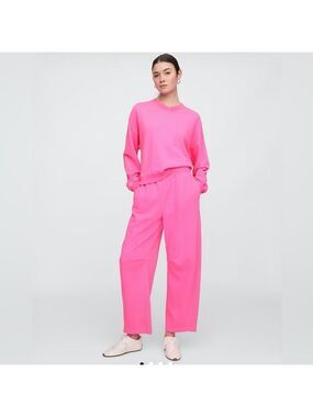 Gap Barbiecore Beachy Comfy Cozy Pink Pull-On Barrel Sweatpants NWT S Casual